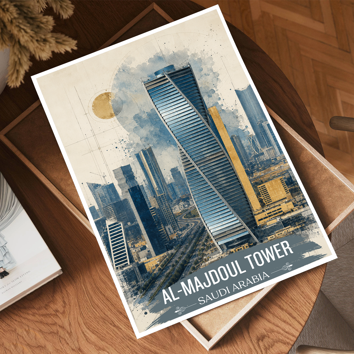 Al-Majdoul Tower - Saudi Arabia - Travel Wall Art Deco Poster Print