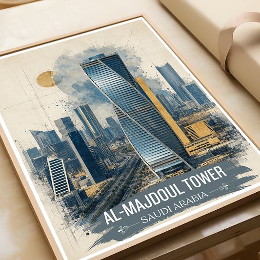 Al-Majdoul Tower - Saudi Arabia - Travel Wall Art Deco Poster Print - Art Print - Travel Art Poster