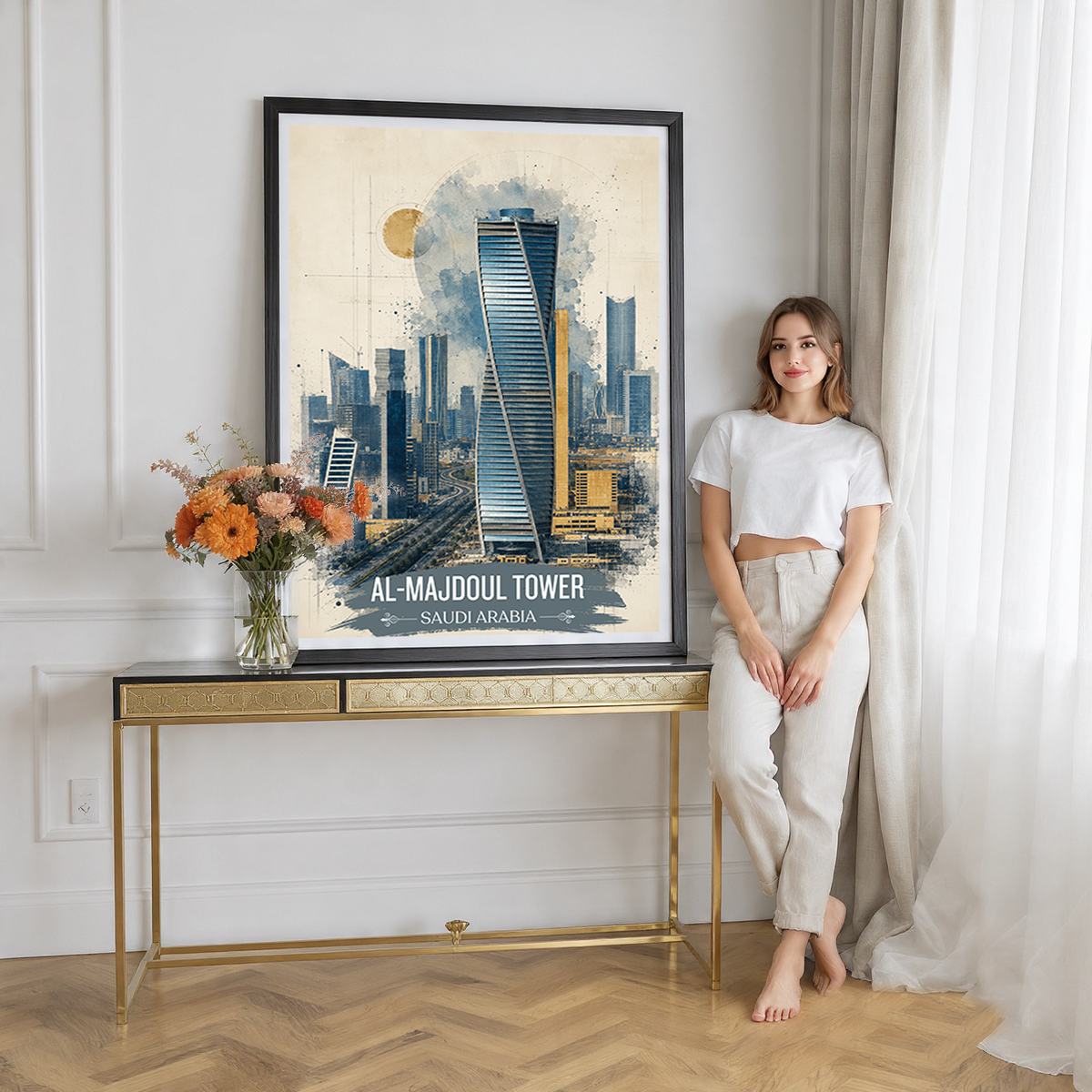 Al-Majdoul Tower - Saudi Arabia - Travel Wall Art Deco Poster Print