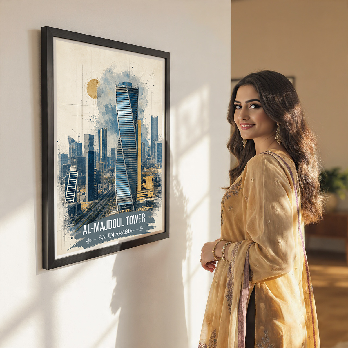 Al-Majdoul Tower - Saudi Arabia - Travel Wall Art Deco Poster Print