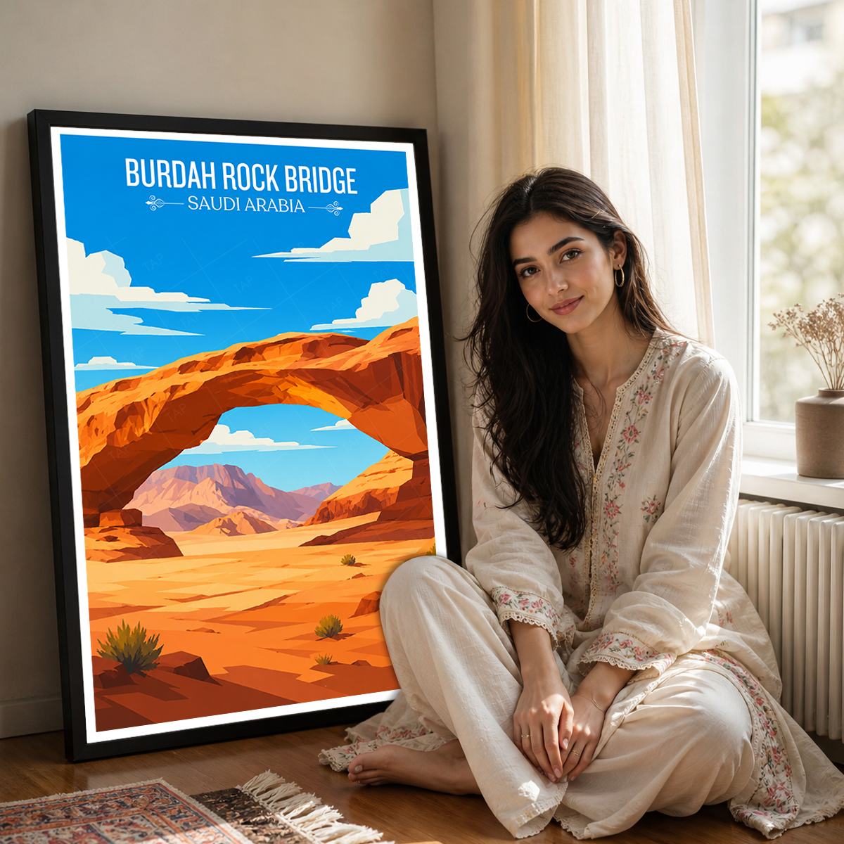 Burdah Rock Bridge - Saudi Arabia - Travel Wall Art Deco Poster Print