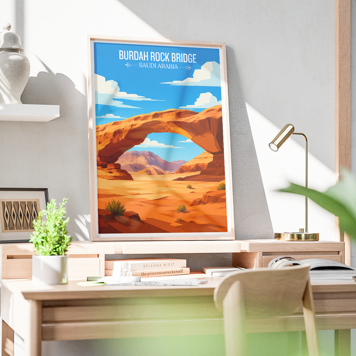 Burdah Rock Bridge - Saudi Arabia - Travel Wall Art Deco Poster Print