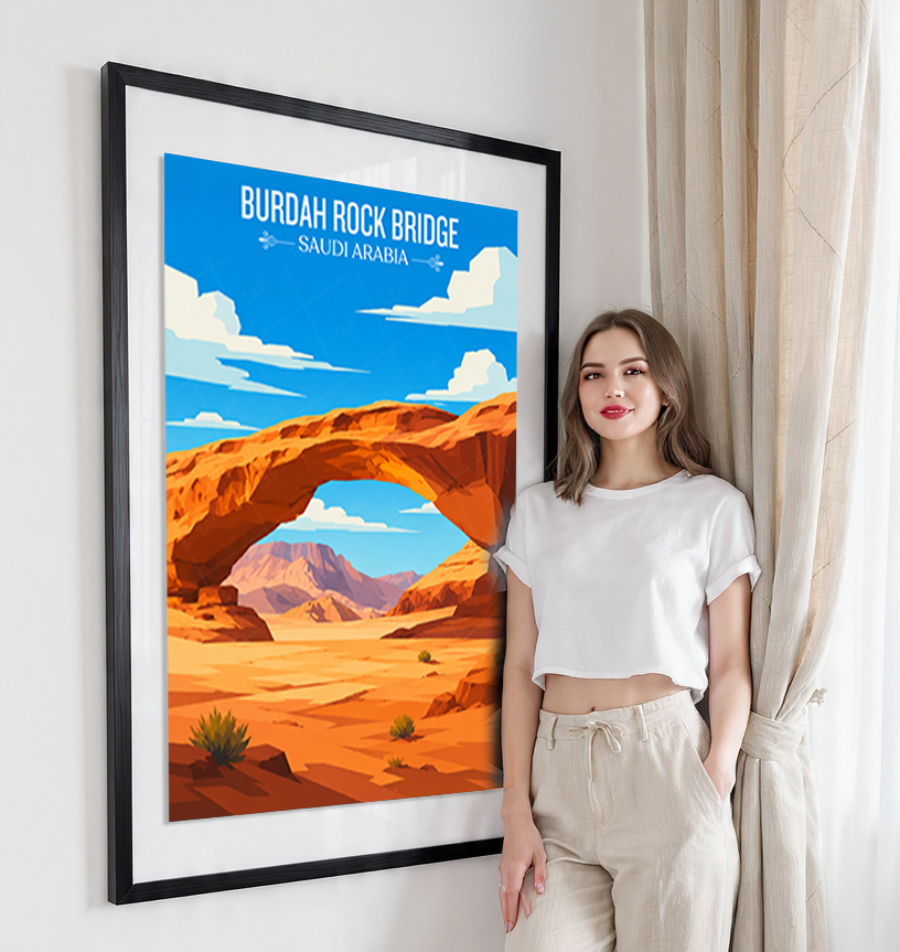Burdah Rock Bridge - Saudi Arabia - Travel Wall Art Deco Poster Print