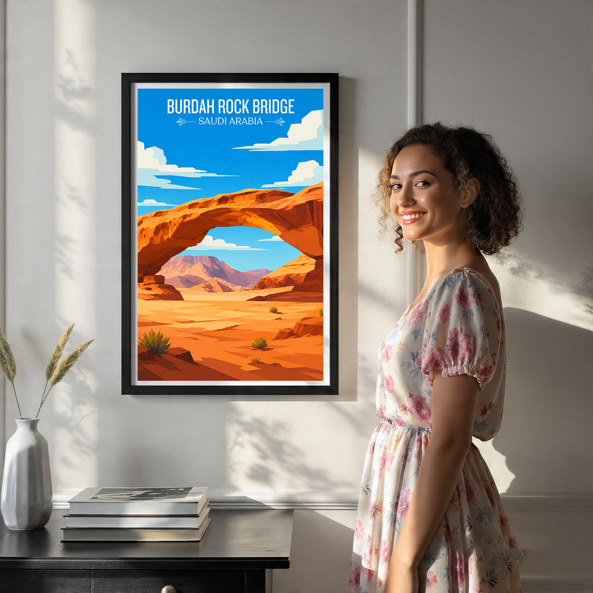 Burdah Rock Bridge - Saudi Arabia - Travel Wall Art Deco Poster Print