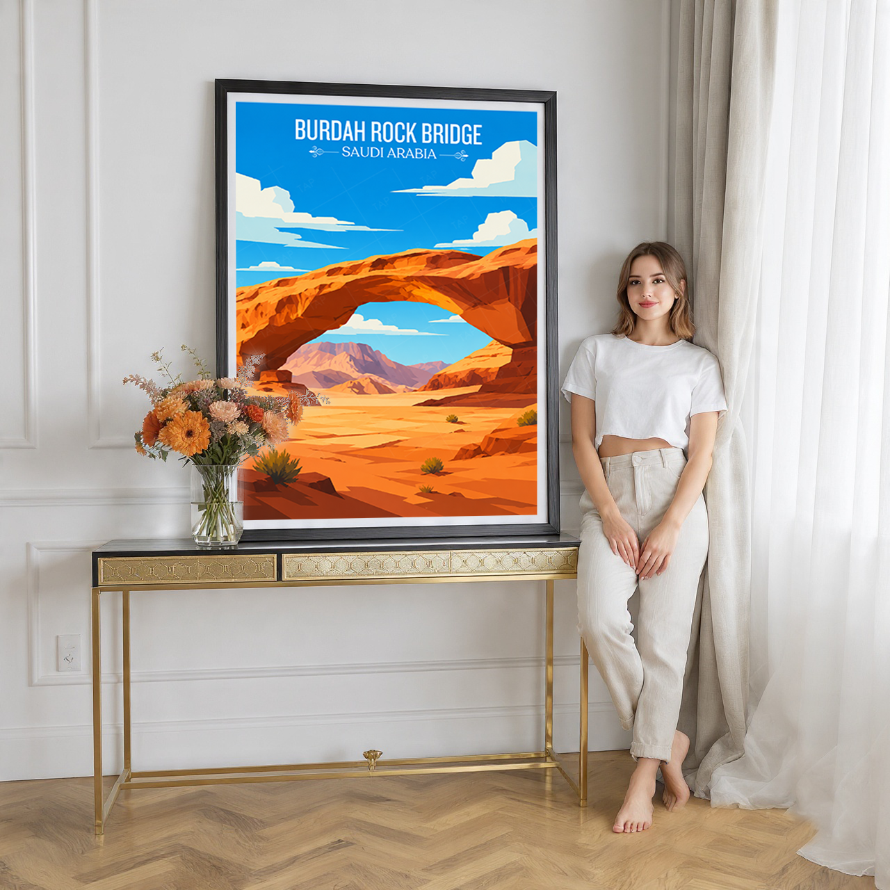 Burdah Rock Bridge - Saudi Arabia - Travel Wall Art Deco Poster Print