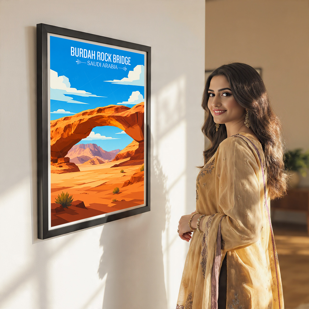 Burdah Rock Bridge - Saudi Arabia - Travel Wall Art Deco Poster Print