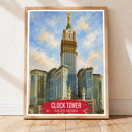 Clock Tower - Saudi Arabia - Travel Wall Art Deco Poster Print - Art Print - Travel Art Poster