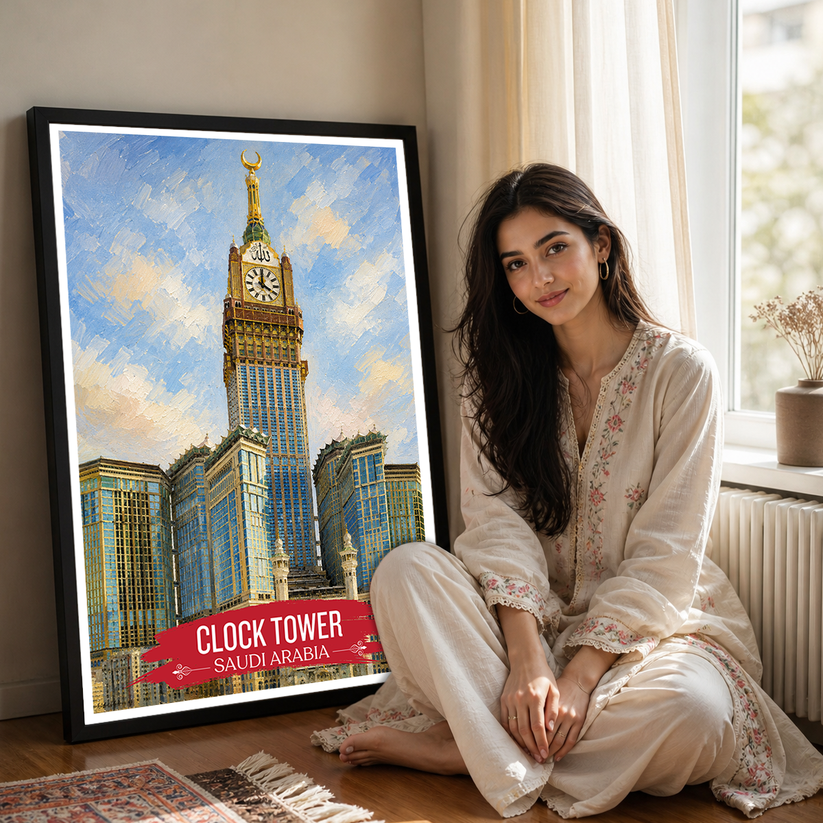 Clock Tower - Saudi Arabia - Travel Wall Art Deco Poster Print