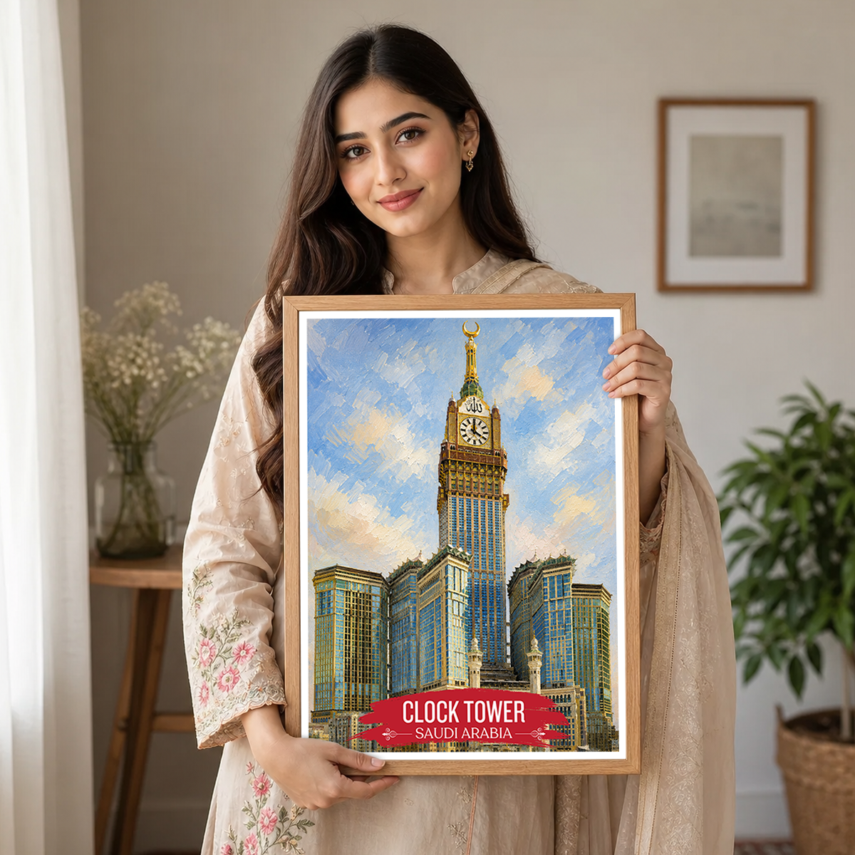 Clock Tower - Saudi Arabia - Travel Wall Art Deco Poster Print