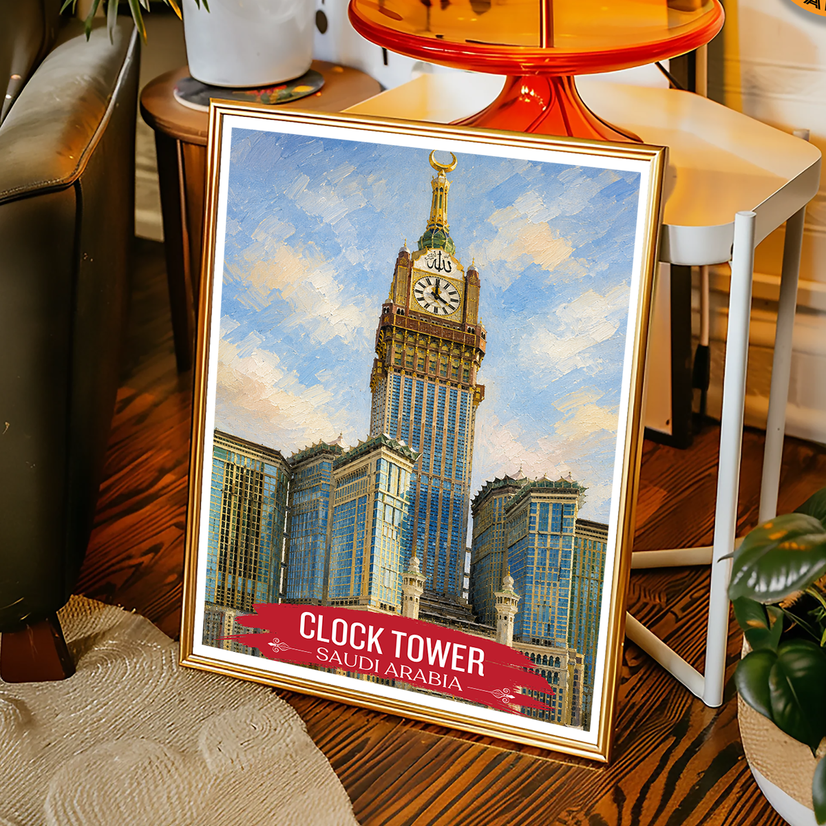 Clock Tower - Saudi Arabia - Travel Wall Art Deco Poster Print
