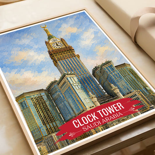 Clock Tower - Saudi Arabia - Travel Wall Art Deco Poster Print - Art Print - Travel Art Poster