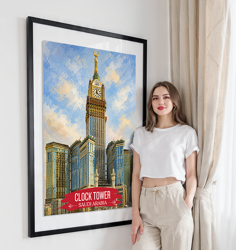 Clock Tower - Saudi Arabia - Travel Wall Art Deco Poster Print