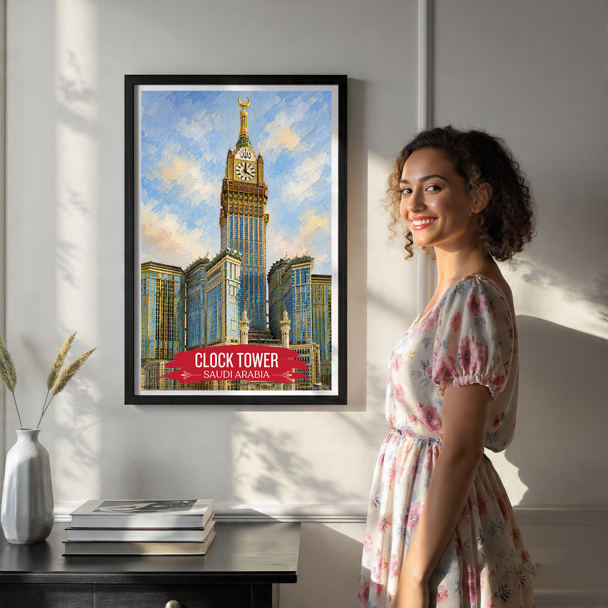 Clock Tower - Saudi Arabia - Travel Wall Art Deco Poster Print