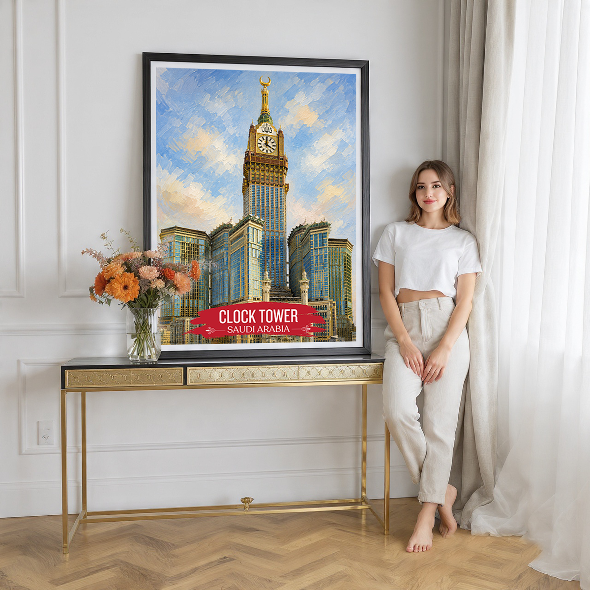 Clock Tower - Saudi Arabia - Travel Wall Art Deco Poster Print
