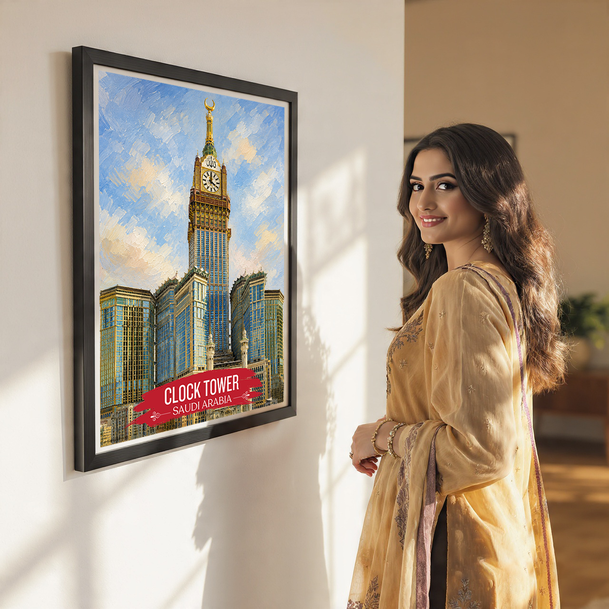 Clock Tower - Saudi Arabia - Travel Wall Art Deco Poster Print