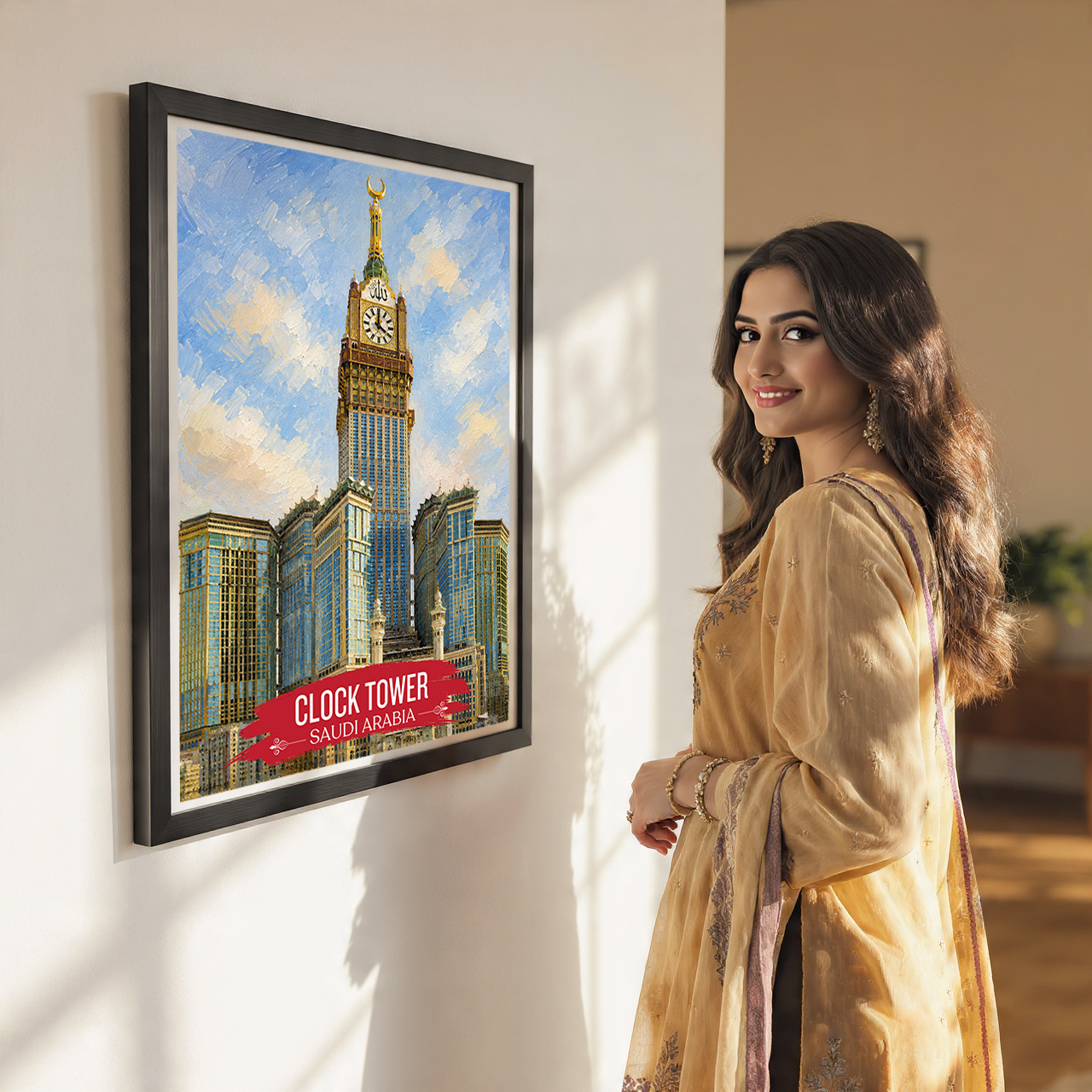 Clock Tower - Saudi Arabia - Travel Wall Art Deco Poster Print