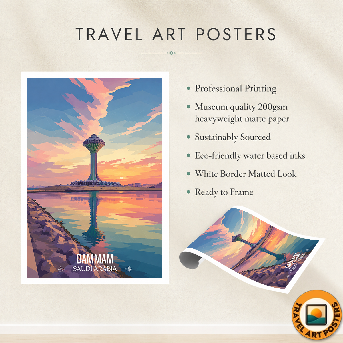 Dammam - Saudi Arabia - Travel Wall Art Deco Poster Print