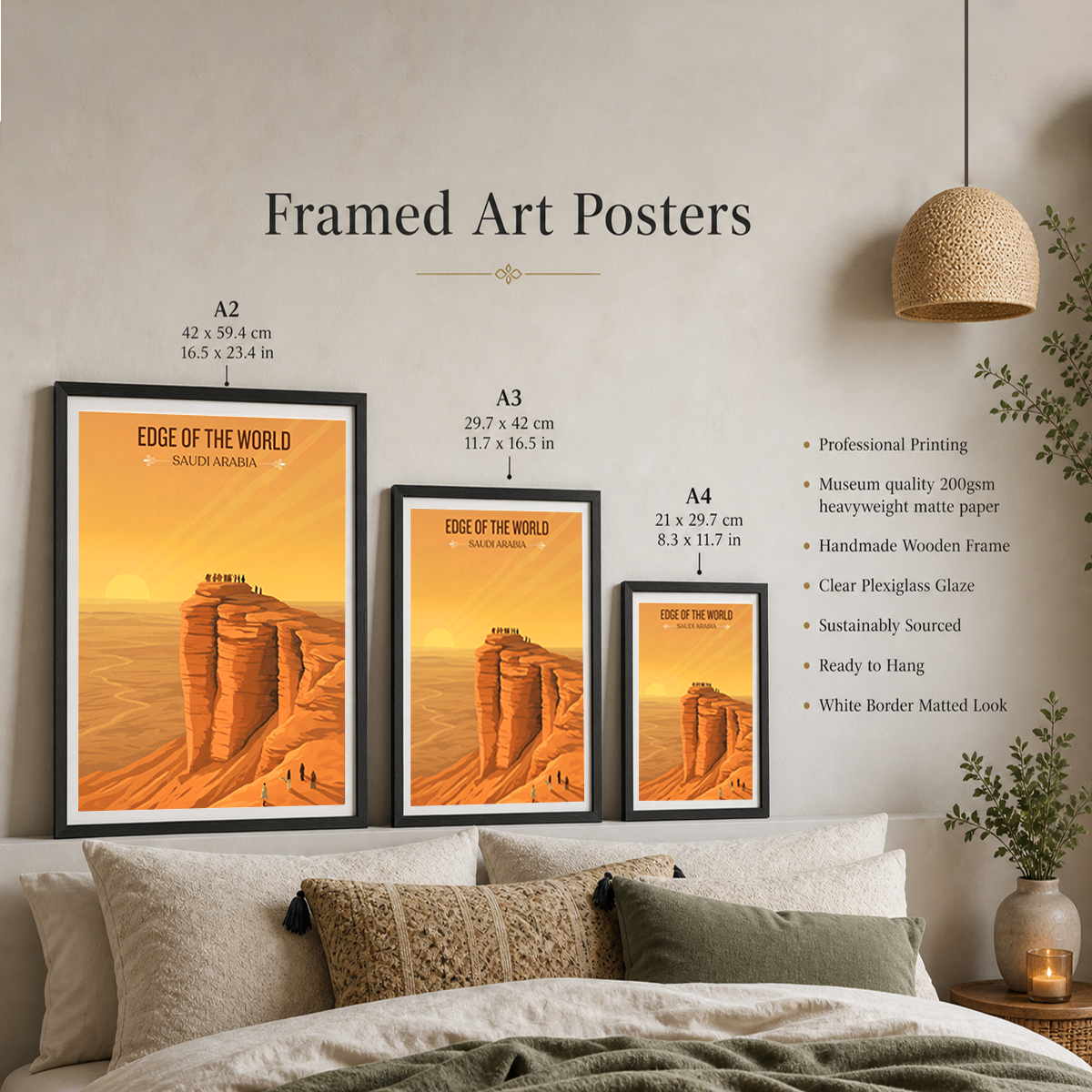 Edge of World - Saudi Arabia - Travel Wall Art Deco Poster Print