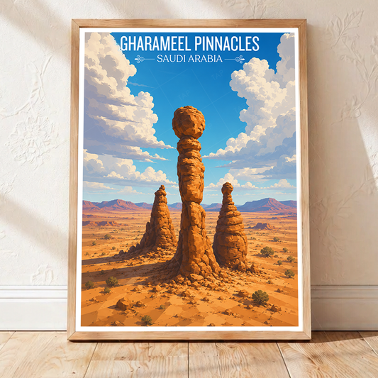 Gharameel Pinnacles - Saudi Arabia - Travel Wall Art Deco Poster Print - Art Print - Travel Art Poster