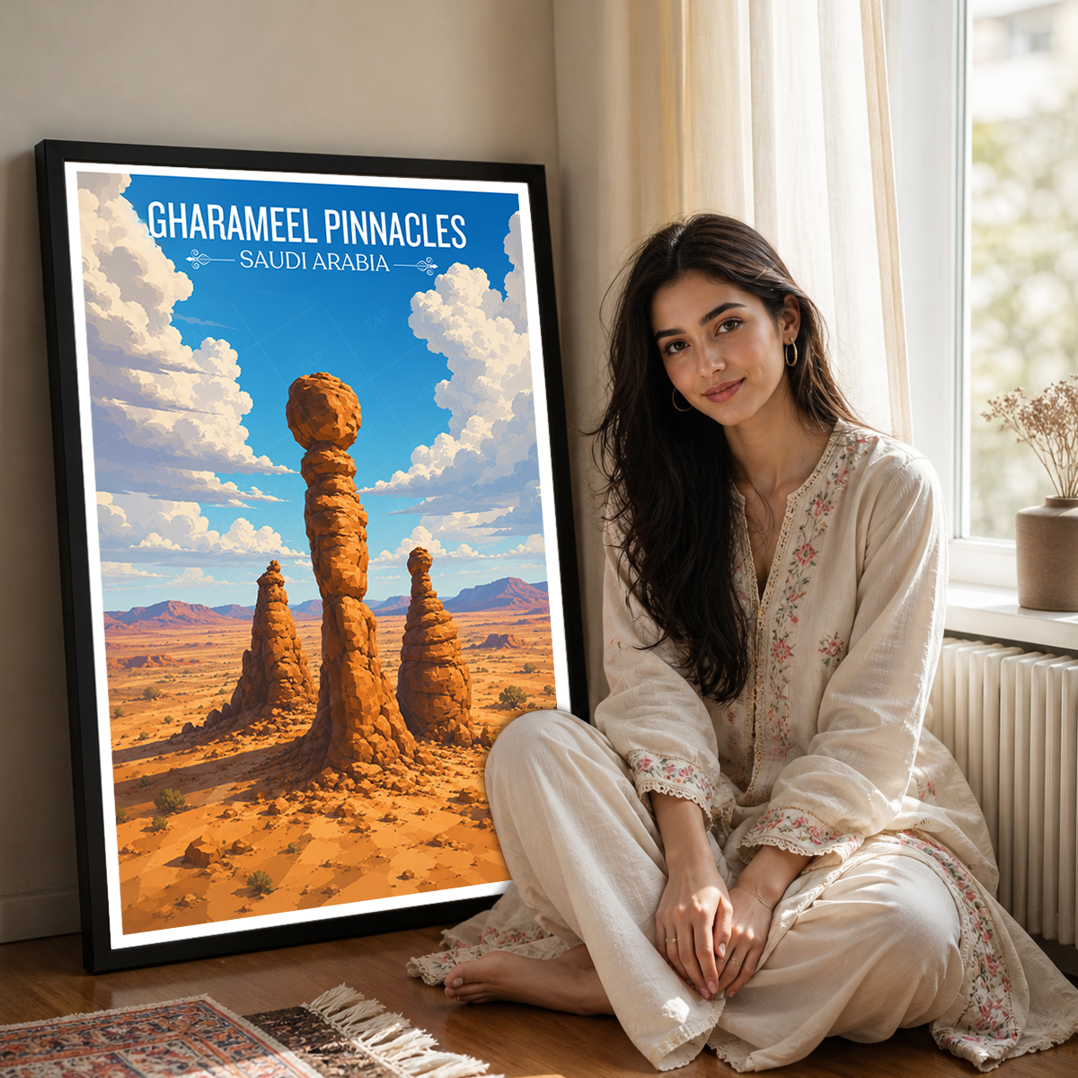 Gharameel Pinnacles - Saudi Arabia -  Travel Wall Art Deco Poster Print