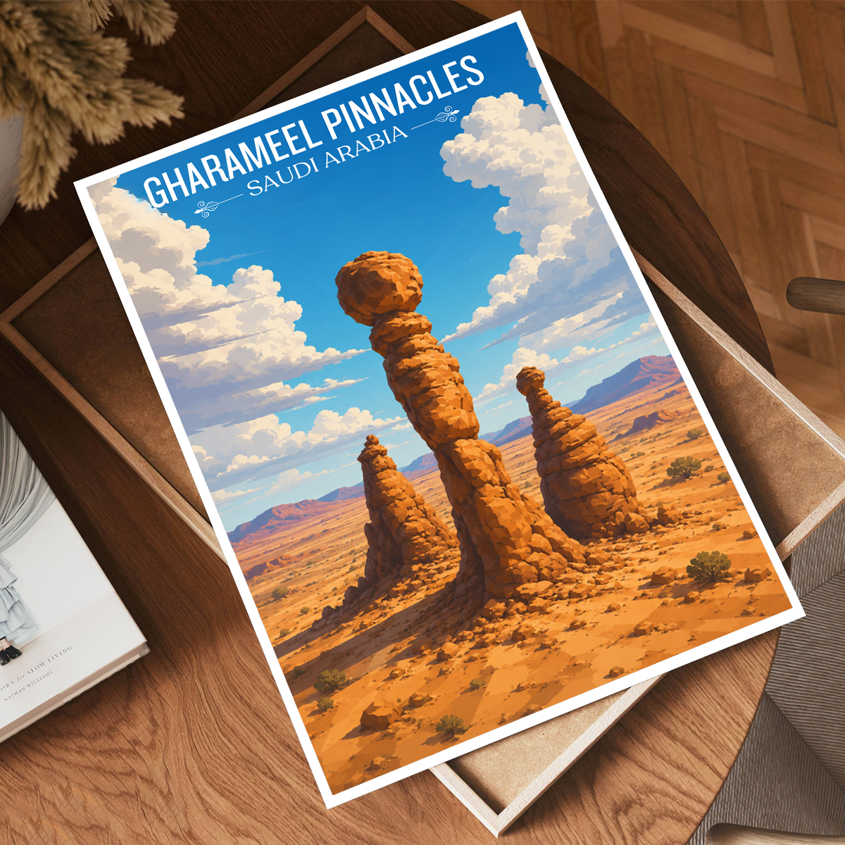 Gharameel Pinnacles - Saudi Arabia -  Travel Wall Art Deco Poster Print