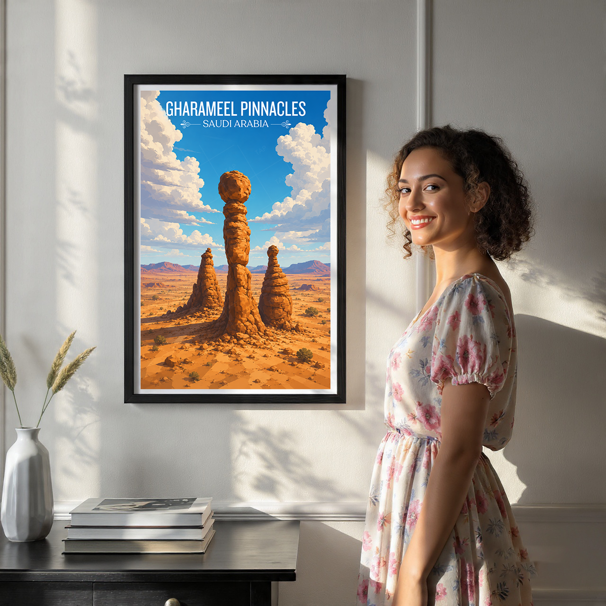 Gharameel Pinnacles - Saudi Arabia -  Travel Wall Art Deco Poster Print