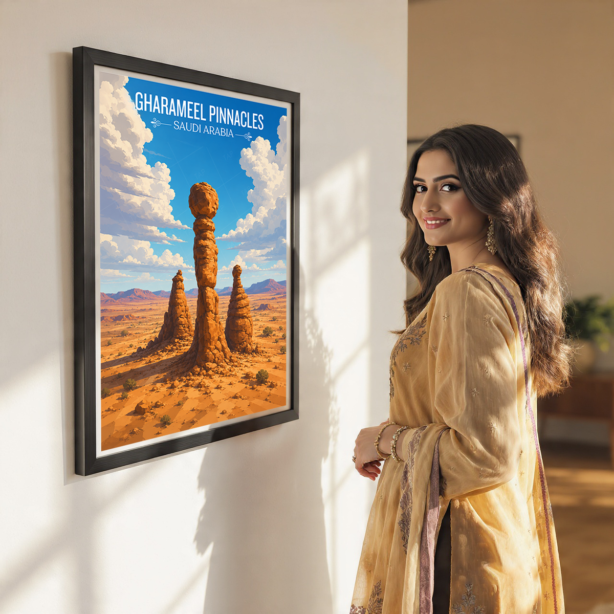 Gharameel Pinnacles - Saudi Arabia -  Travel Wall Art Deco Poster Print