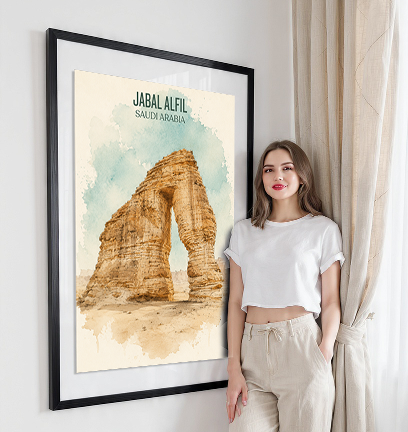 Jabal AlFil - Saudi Arabia - Travel Wall Art Deco Poster Print