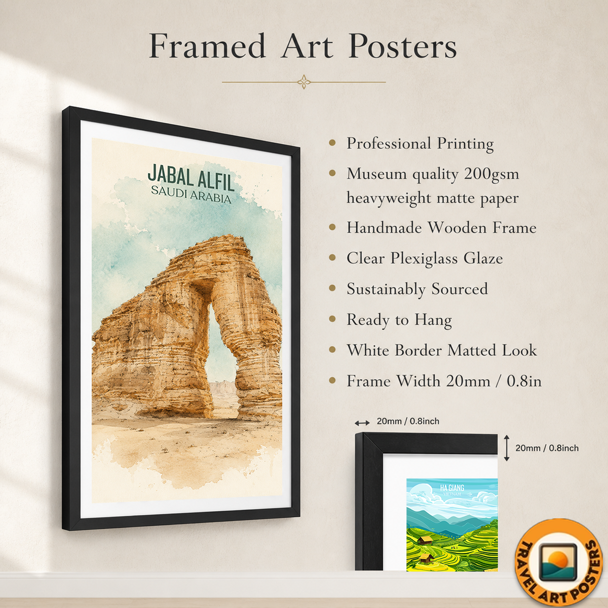 Jabal AlFil - Saudi Arabia - Travel Wall Art Deco Poster Print
