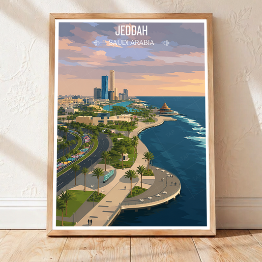 Jeddah - Saudi Arabia - Travel Wall Art Deco Poster Print - Art Print - Travel Art Poster