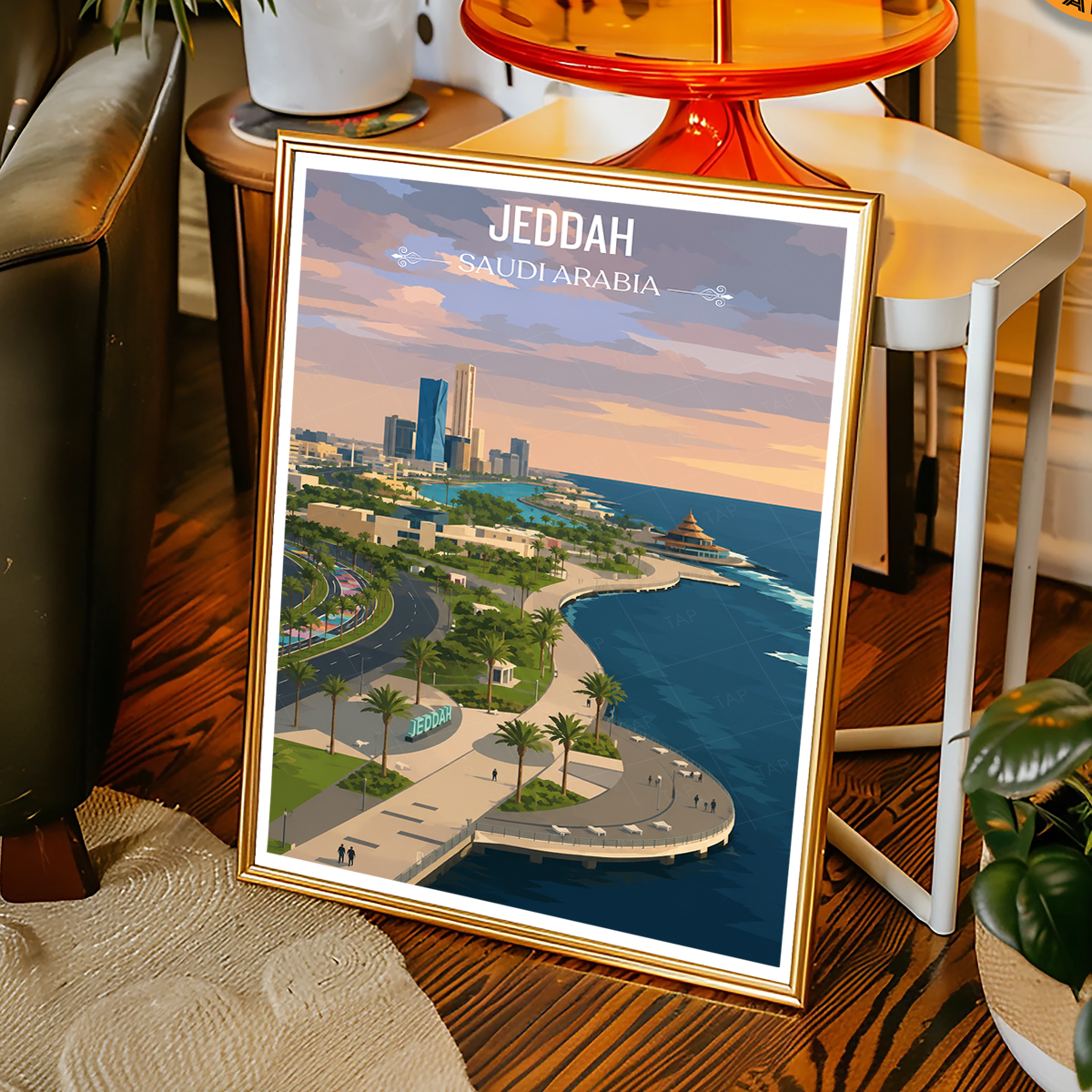 Jeddah - Saudi Arabia - Travel Wall Art Deco Poster Print