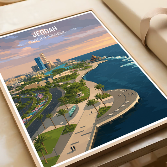 Jeddah - Saudi Arabia - Travel Wall Art Deco Poster Print - Art Print - Travel Art Poster