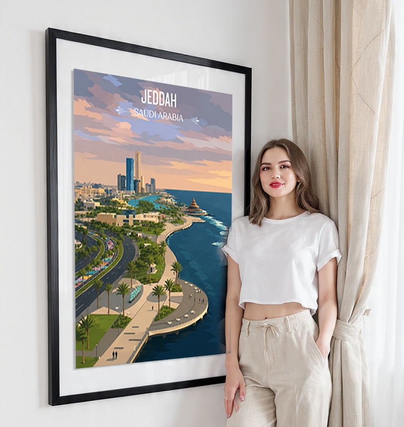 Jeddah - Saudi Arabia - Travel Wall Art Deco Poster Print
