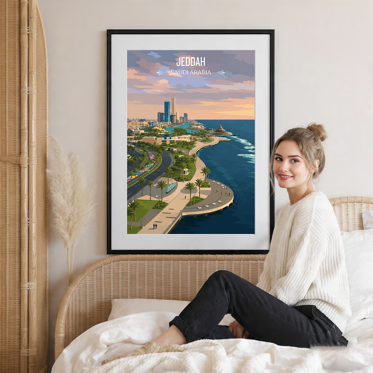 Jeddah - Saudi Arabia - Travel Wall Art Deco Poster Print