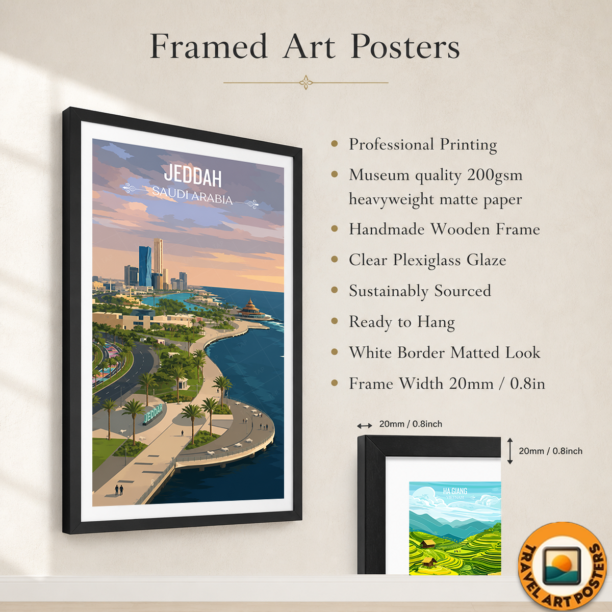 Jeddah - Saudi Arabia - Travel Wall Art Deco Poster Print