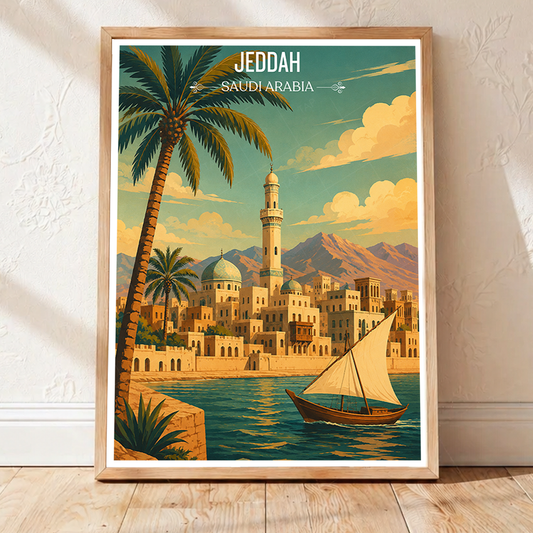Jeddah - Saudi Arabia - Travel Wall Art Deco Poster Print - Art Print - Travel Art Poster