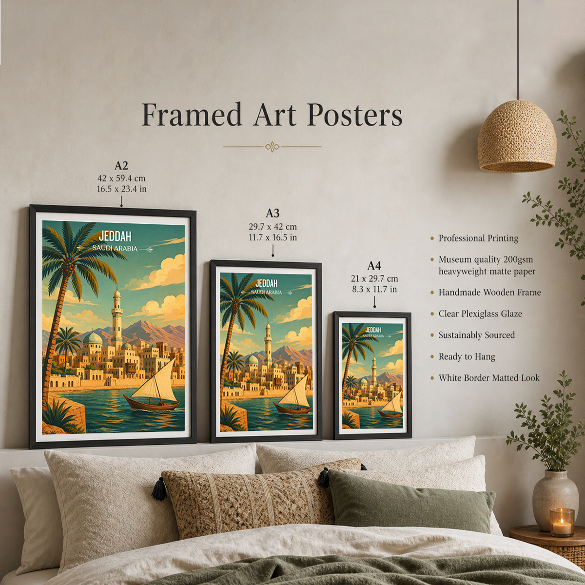 Jeddah - Saudi Arabia - Travel Wall Art Deco Poster Print