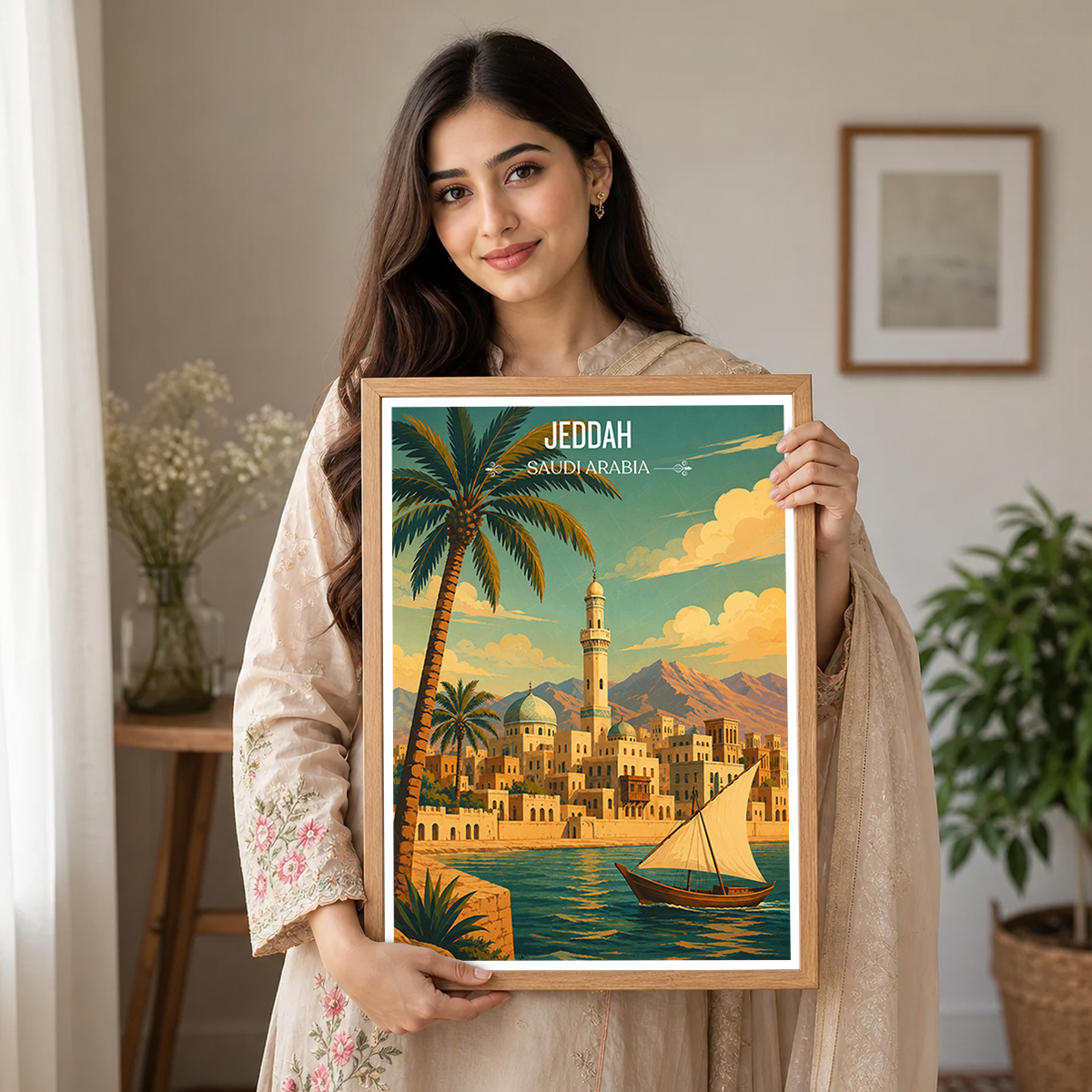 Jeddah - Saudi Arabia - Travel Wall Art Deco Poster Print
