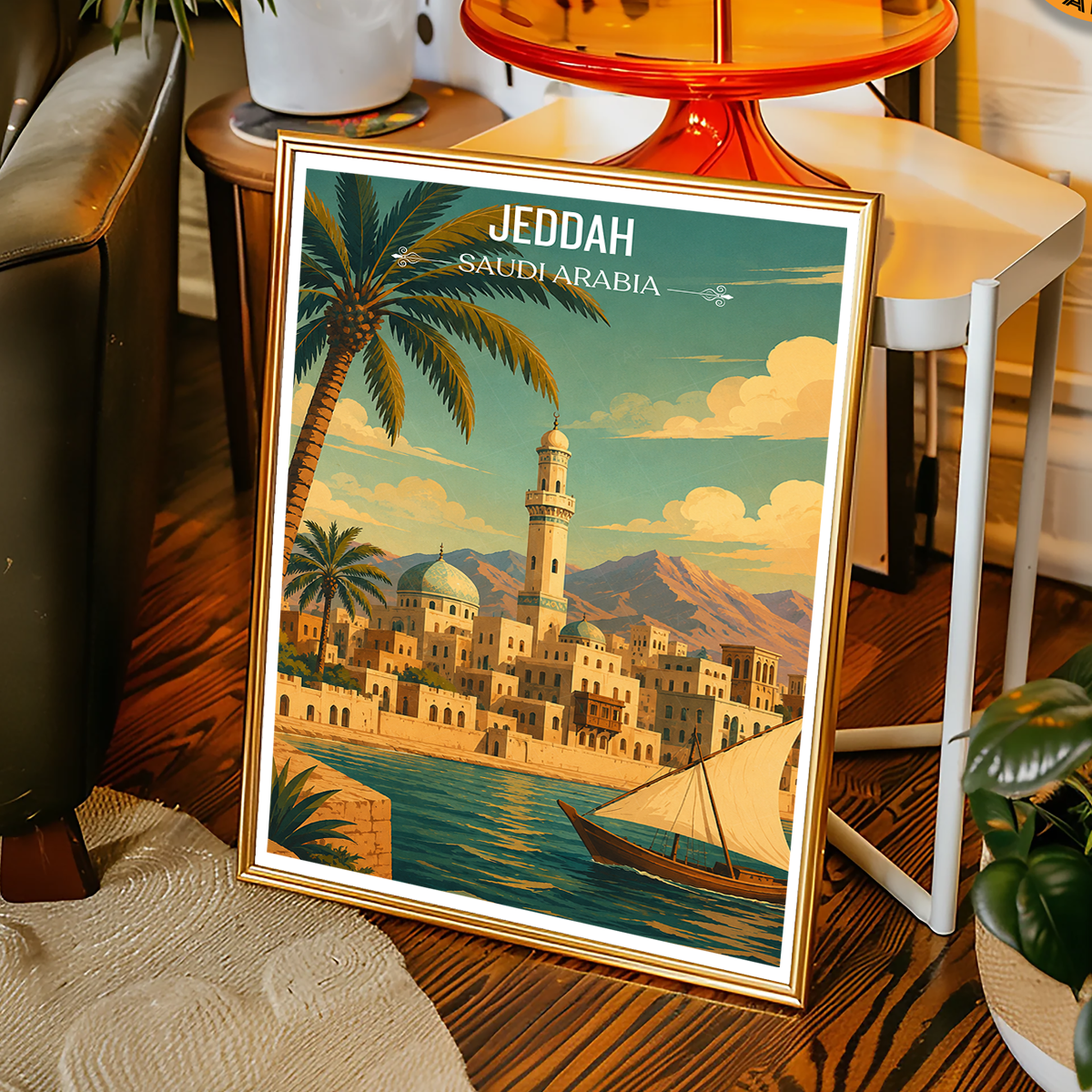 Jeddah - Saudi Arabia - Travel Wall Art Deco Poster Print