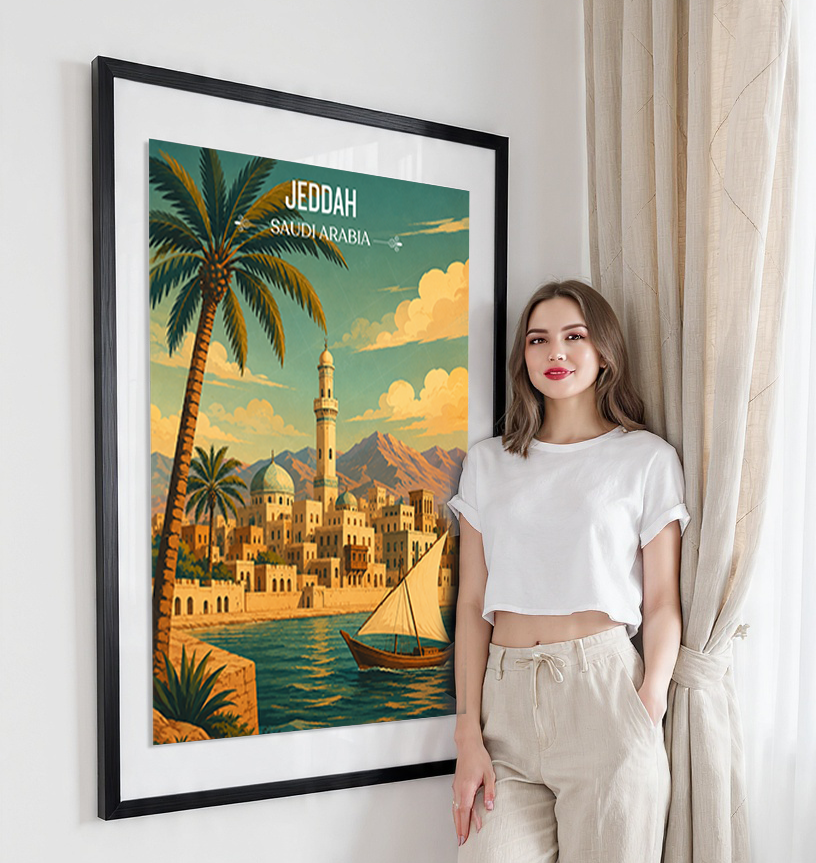 Jeddah - Saudi Arabia - Travel Wall Art Deco Poster Print