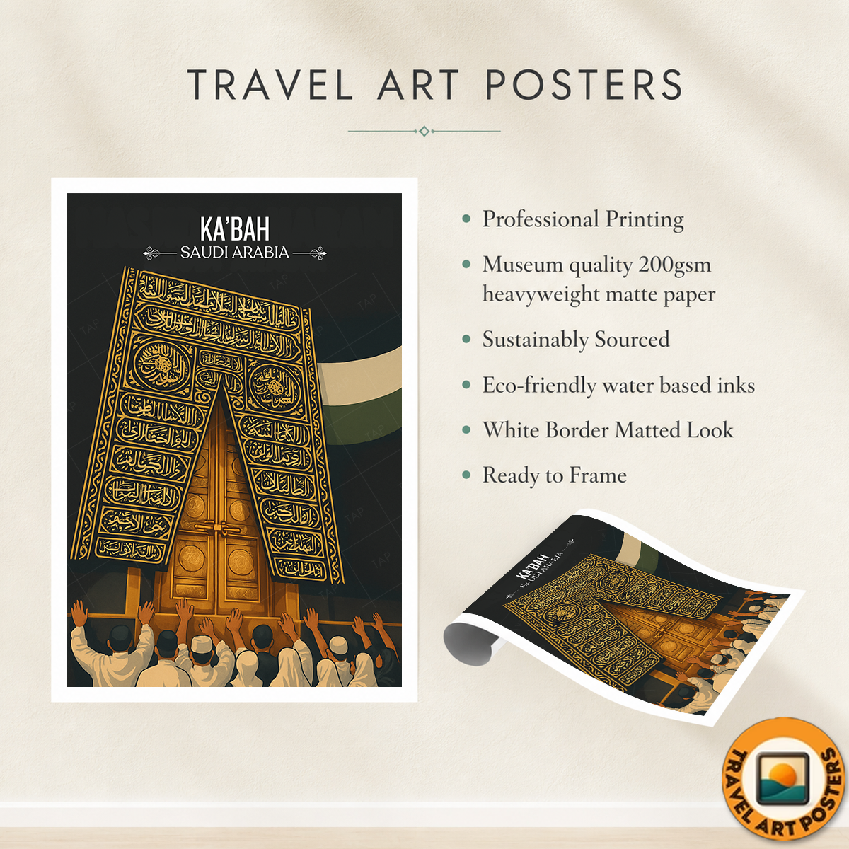 Kaaba - Saudi Arabia - Travel Wall Art Deco Poster Print