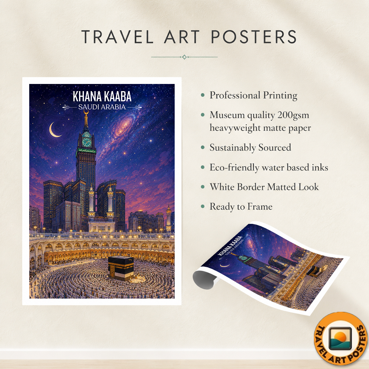 Khana Kaaba - Saudi Arabia - Travel Wall Art Deco Poster Print
