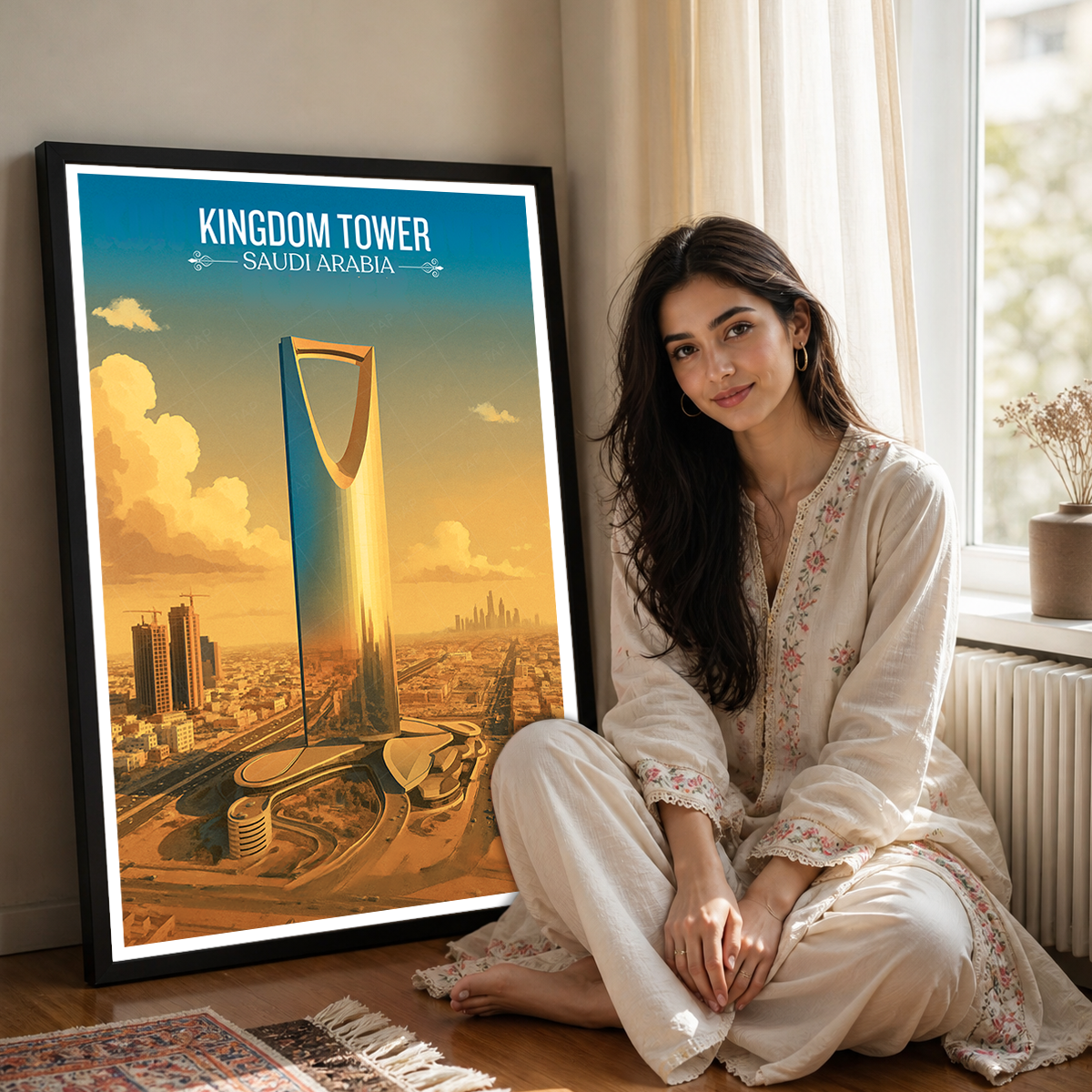 Kingdom Tower - Saudi Arabia - Travel Wall Art Deco Poster Print
