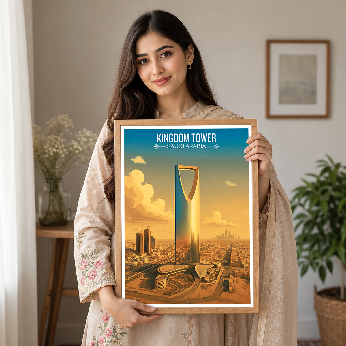 Kingdom Tower - Saudi Arabia - Travel Wall Art Deco Poster Print