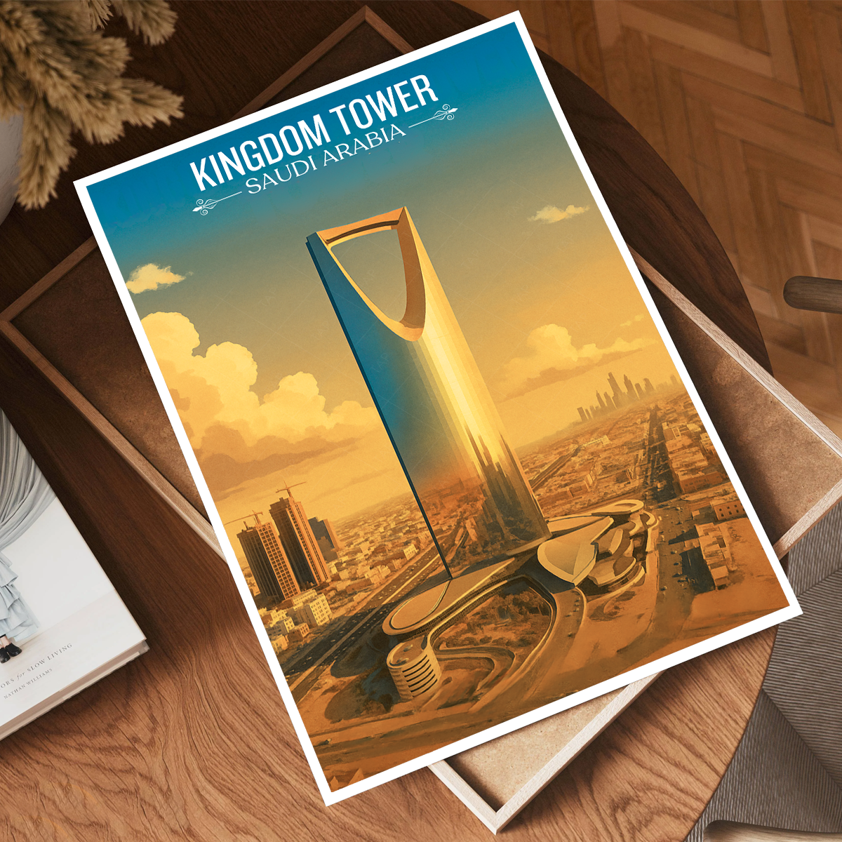 Kingdom Tower - Saudi Arabia - Travel Wall Art Deco Poster Print