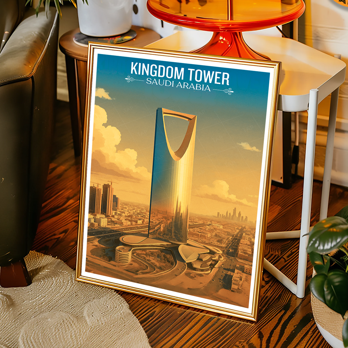 Kingdom Tower - Saudi Arabia - Travel Wall Art Deco Poster Print