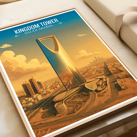 Kingdom Tower - Saudi Arabia - Travel Wall Art Deco Poster Print - Art Print - Travel Art Poster