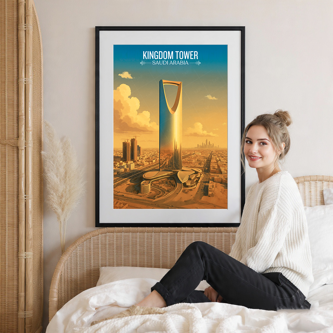 Kingdom Tower - Saudi Arabia - Travel Wall Art Deco Poster Print