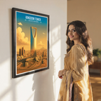 Kingdom Tower - Saudi Arabia - Travel Wall Art Deco Poster Print
