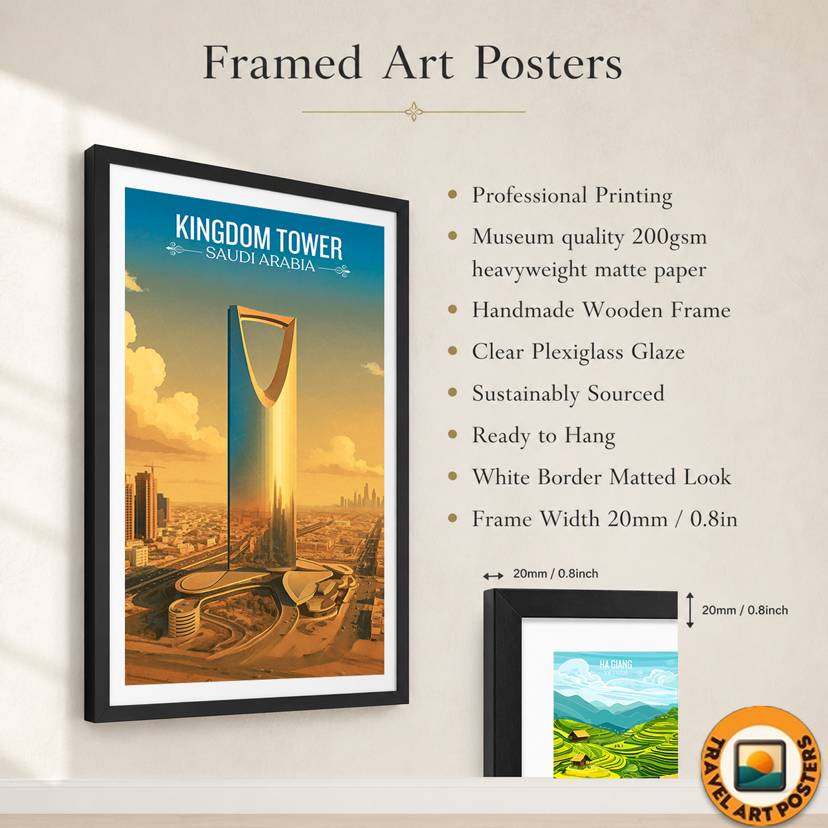 Kingdom Tower - Saudi Arabia - Travel Wall Art Deco Poster Print